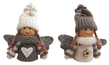 Angel in gray-white for hanging 7.5 cm