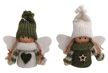 Angel in green-white for hanging 7.5 cm