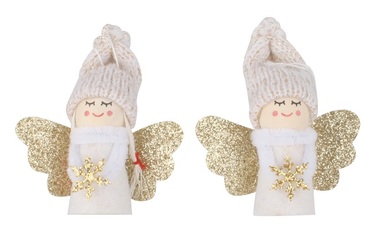 White Angel with a gold Snowflake for hanging 7.5 cm