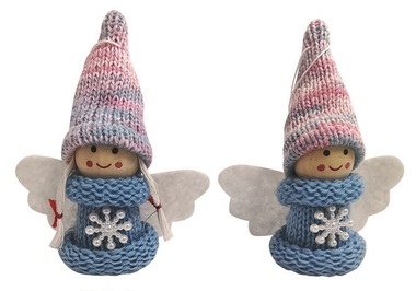 Angel with a rainbow Hat in a blue Sweater for hanging 8.5 cm