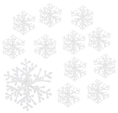 White Glitter Snowflakes 5,5 cm, 12 pcs