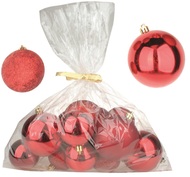 Plastic Christmas Balls Various Sizes, Red, 20 pcs