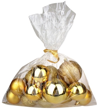 Plastic Christmas Balls Various Sizes, Gold, 20 pcs