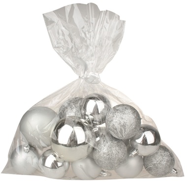 Plastic Christmas Balls 2,5 cm, Silver, 20 pcs