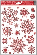 Decorative Window Cling – Red Snowflakes with Stars