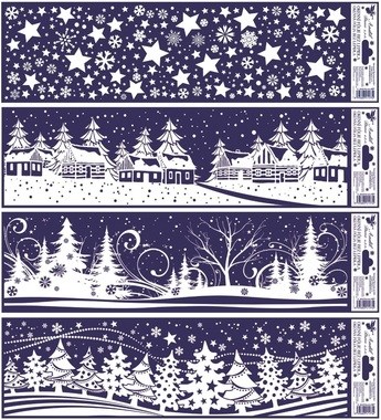 Self-Adhering Window Decoration 41,5x12 cm Stripes, Winter Countryside