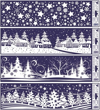 Self-Adhering Window Decoration 41,5x12 cm Stripes, Winter Countryside