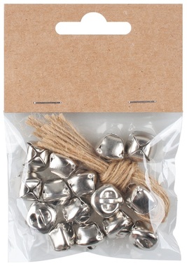Jingle Bells o 1.5 cm, 15 pcs Bag, Silver