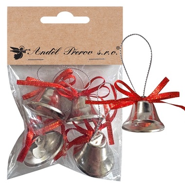 Bells Silver 3 x 3 x 3 cm, 4 pcs Bag