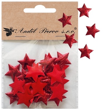 Fabric Stars o 2 cm, 30 pcs Bag, Red