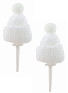 Knitted Hat White ? 3 × 4 cm + pick, 2 pcs per bag