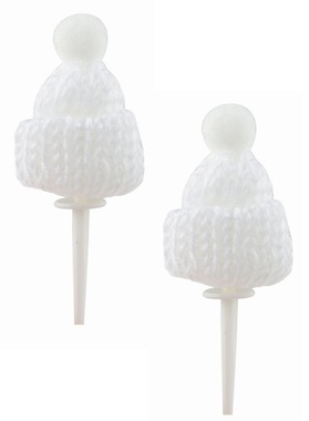 Knitted Hat White ? 3 × 4 cm + pick, 2 pcs per bag