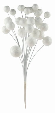 White Balls with Glitter on thread approx. 23 x 29 x 20 cm on stick