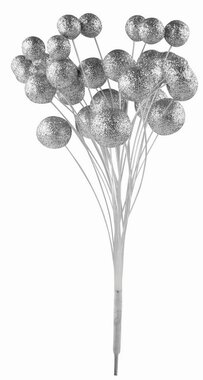 Silver Balls with Glitter on thread approx. 23 x 29 x 20 cm on stick