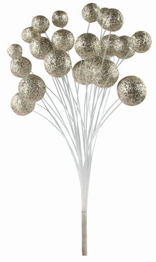 Gold Balls with Glitter on thread approx. 23 x 29 x 20 cm on stick