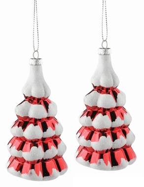Red plastic Tree 6 x 11 x 5 cm for hanging, 2 pcs in a Bag