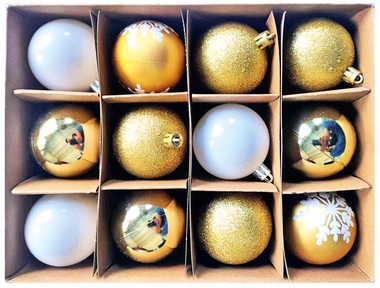Set of Plastic Balls 6 cm, 12 pcs Gold