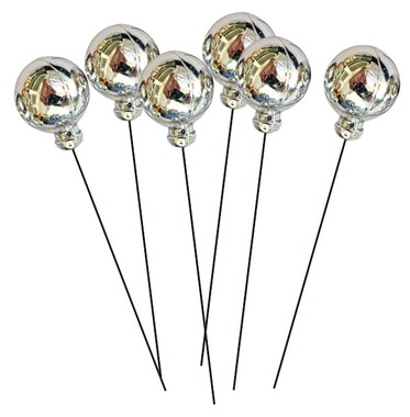 Plastic Shinny Balls With Pick 2 cm, 8 pcs Silver