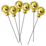 Plastic Shinny Balls With Pick 2 cm, 8 pcs Gold