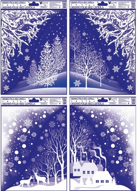 Self-Adhering Corner Window Decoration 38x30 cm Winter Countryside