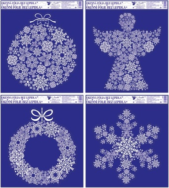 Self-Adhering Window Decoration 30x30 cm, Snowflake Ornaments
