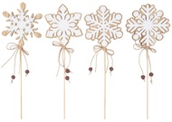 Wooden Snowflake with Glitter 7.5 cm + stick