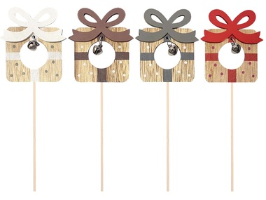Wooden Gift with Jingle Bell 6.5 x 7.5 cm + stick