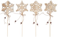 Wooden Snowflake with beads 8 cm + stick