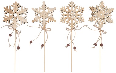 Wooden Snowflake with beads 8 cm + stick