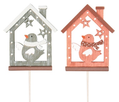 Wooden House w/Bird 8 cm + Stick