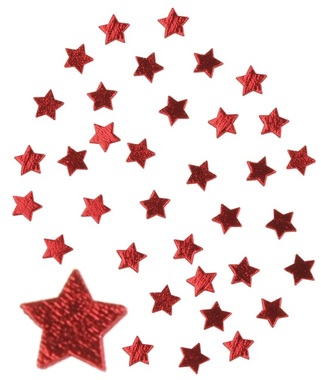 Wooden Star 1cm, 36 pcs, Red