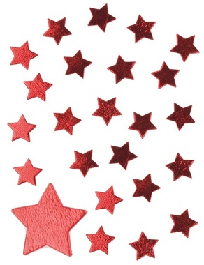 Wooden Star 2,5 cm , 24 pcs, Red