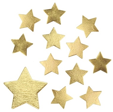 Wooden Star 3,5 cm, 12 pcs, Gold