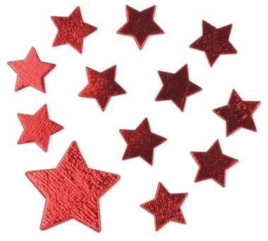 Wooden Star 3,5 cm, 12 pcs, Red 