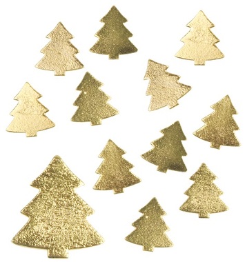 Wooden Tree 3 cm, 12 pcs, Gold 