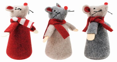 Felt Mouse with Scarf 6 x 12 x 6 cm