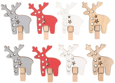 Wooden Reindeer on Peg 4,5 cm 8 pcs