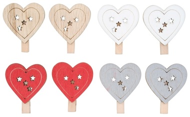 Wooden Heart on Peg 4,5 cm 8 pcs