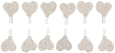 Heart w/Sequins on Peg 2 cm, 12 pcs