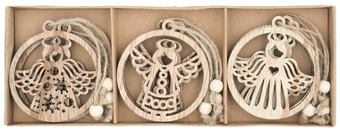 Wooden Angel 7,5 cm 9 pcs in Wooden Box