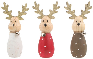 Standing Reindeer w/Jingle Bell 13,5 cm