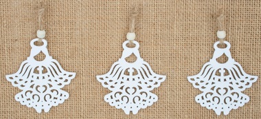 Hanging Wooden Angel 6 cm, 3 pcs