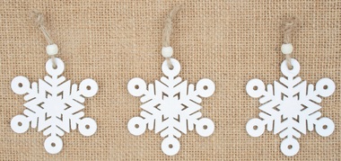 Hanging Wooden Snowflake 6,5 cm, 3 pcs
