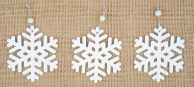 Hanging Wooden Snowflake 7 cm, 3 pcs