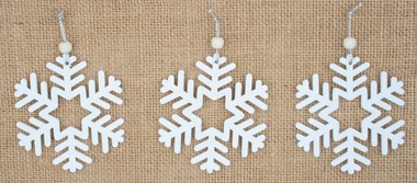 Hanging Wooden Snowflake 7 cm, 3 pcs