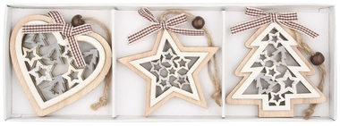 Hanging Wooden Decorations 7,5 cm 3 pcs