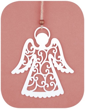 Hanging Wooden Angel 12 cm, White 