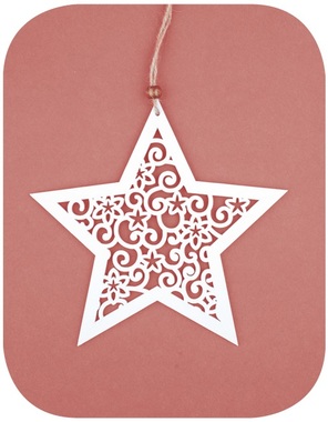 Hanging Wooden Star 18 cm, White