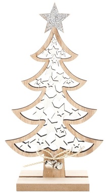 Wooden Tree with  White Stars 10 x 20 cm
