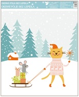 Decorative Window Cling – Mouse on a Sleigh
